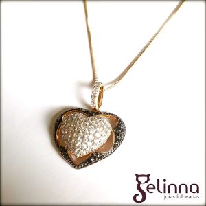 COLAR CORAÇÃO CRISTAL NEGRO CJ0024